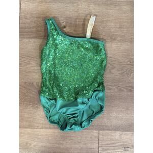 Child Sequin Green Leotard Christmas Saint Patrick’s Day Dance Costume CS
